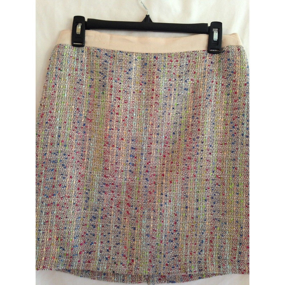 Willi Smith Women's Skirt Ivory Multi Colored Tweed Lined Skirt SIze 4 NWOT
